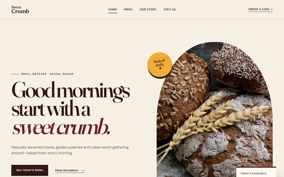 Bakery & Cafe website template preview
