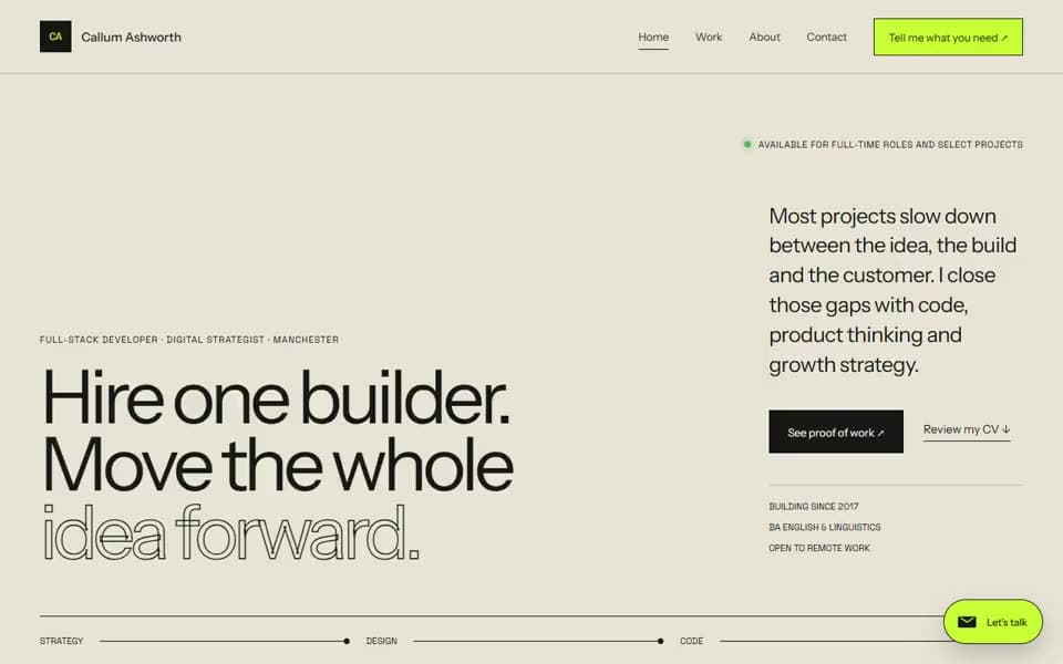 Developer Portfolio website template preview