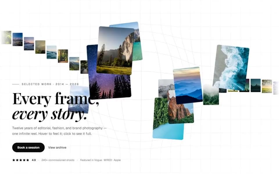 Infinite Photography Reel homepage preview