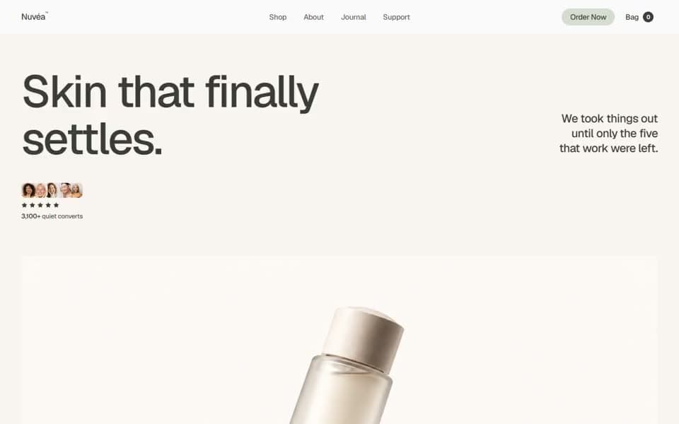 Minimal Skincare Brand Site homepage preview