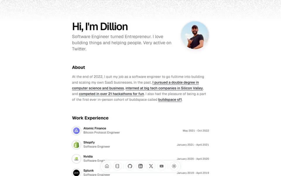 Developer Portfolio and Blog homepage preview