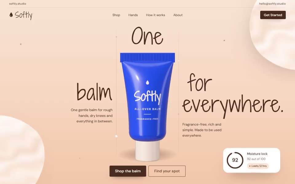 Skincare Balm Product Site homepage preview