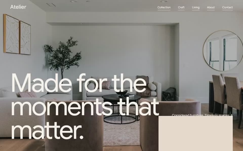 Immersive Furniture Showroom homepage preview