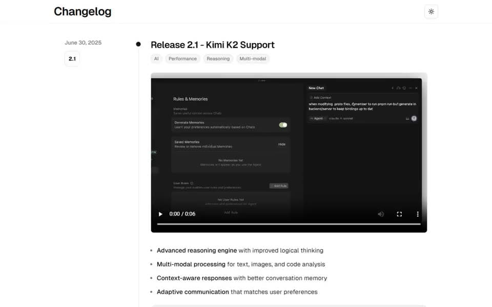 Product Changelog homepage preview